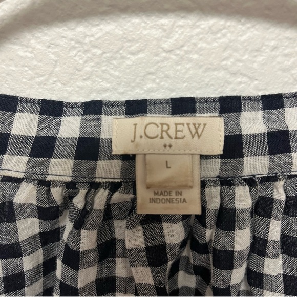 J Crew Black & White Linen/Cotton Long Sleeve V Neck Blouse size large - Picture 2 of 6